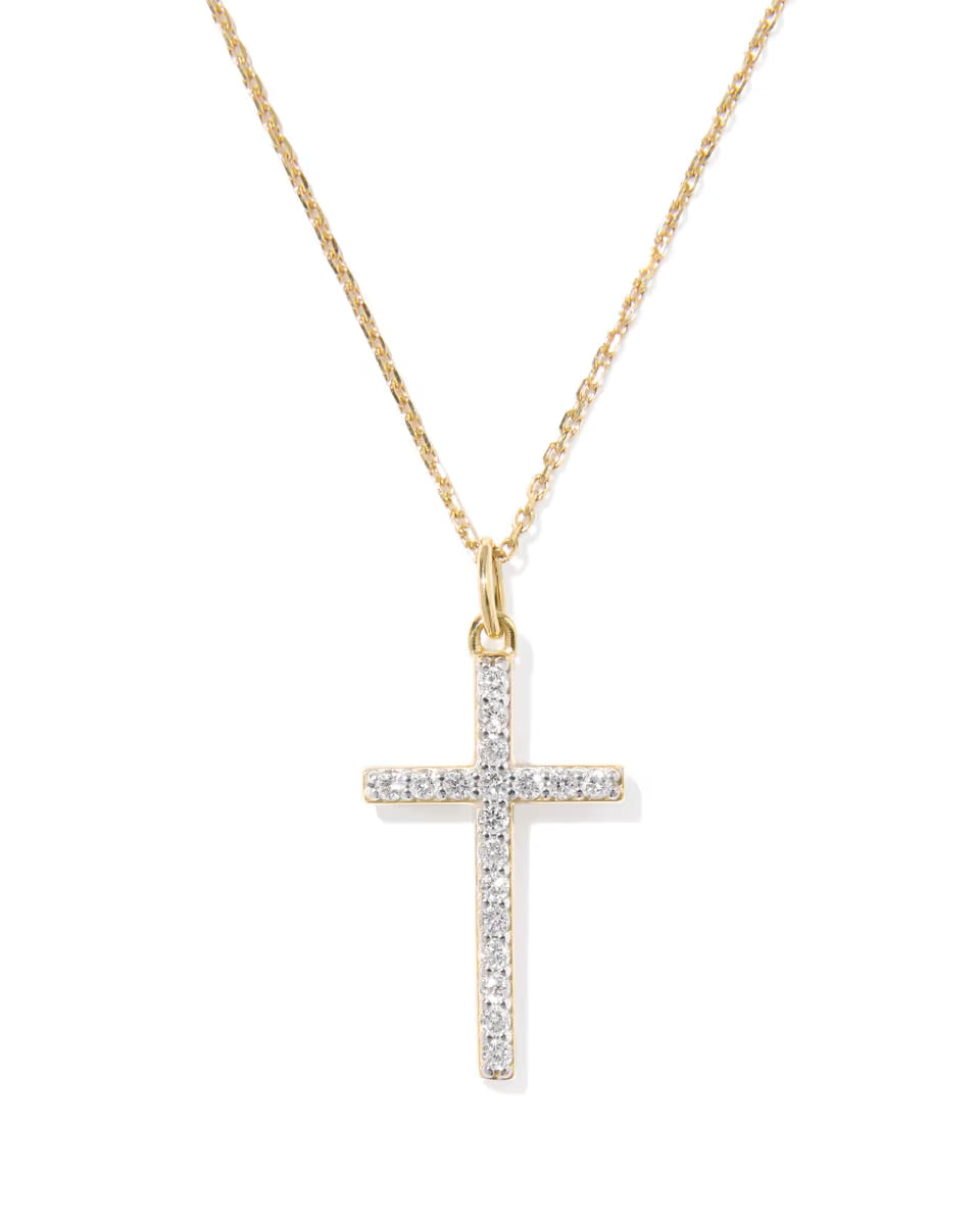 0.23 ct Lab Grown Diamond Cross Pendant Necklace in 14k Yellow Gold