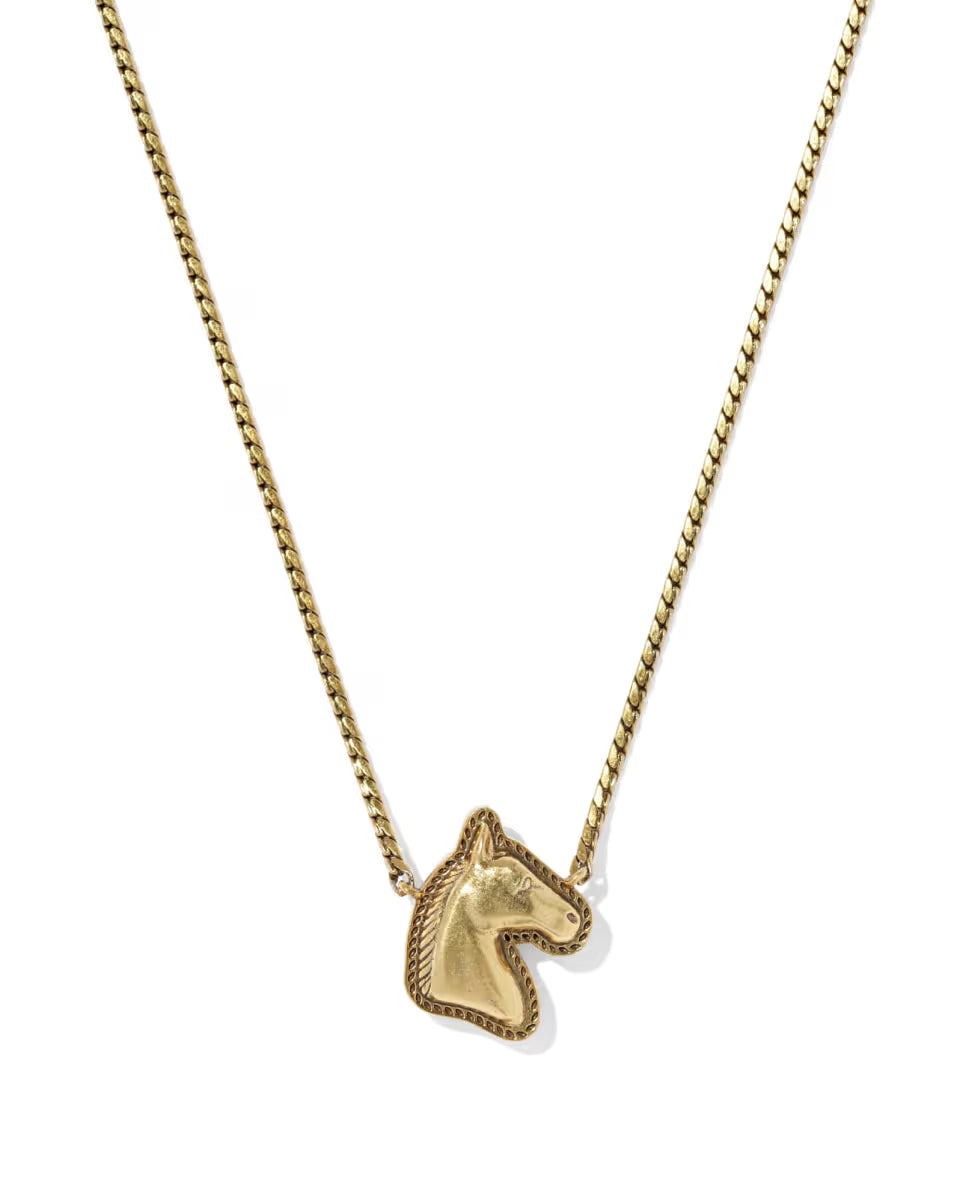 Horse Vintage Silver Short Pendant Necklace