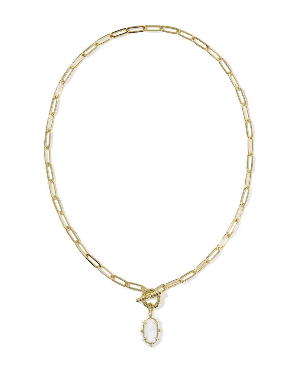 Elisa Gold Enamel Link and Chain Necklace