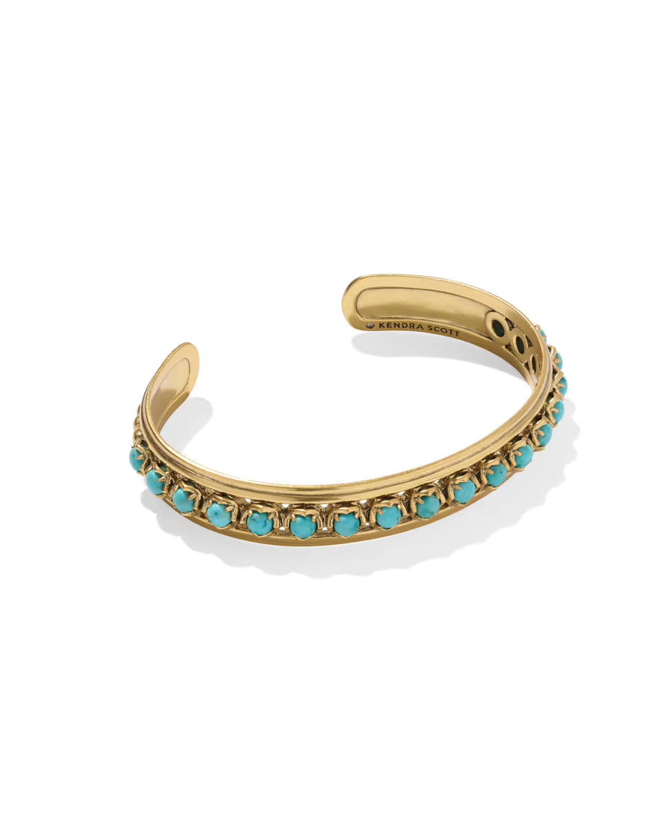 Ida Vintage Gold Cuff Bracelet in Variegated Turquoise Magnesite
