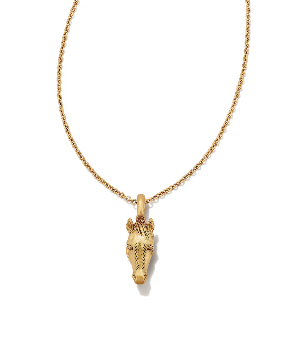 Beau Horse Pendant Necklace in Vintage Silver