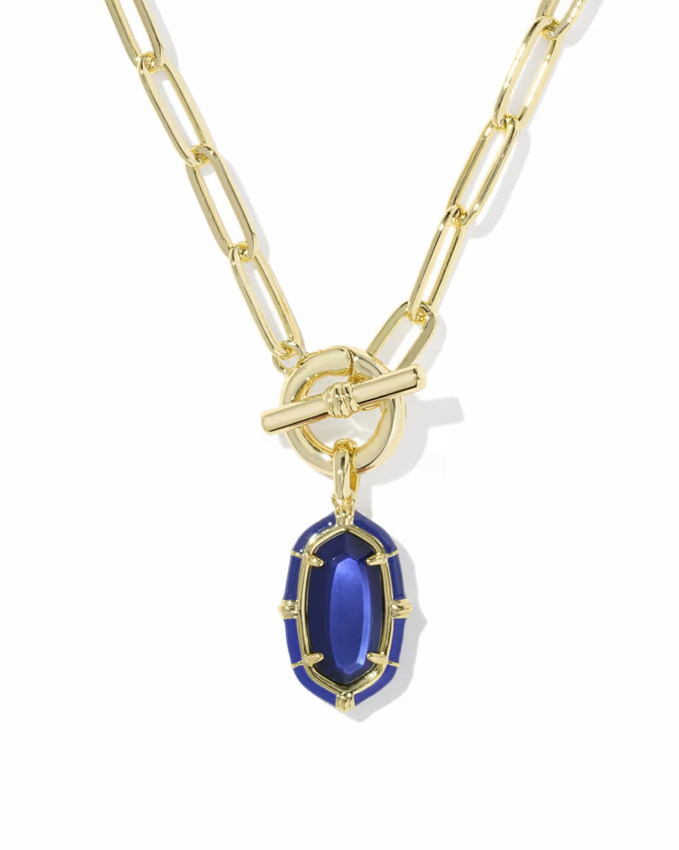 Elisa Gold Enamel Link and Chain Necklace