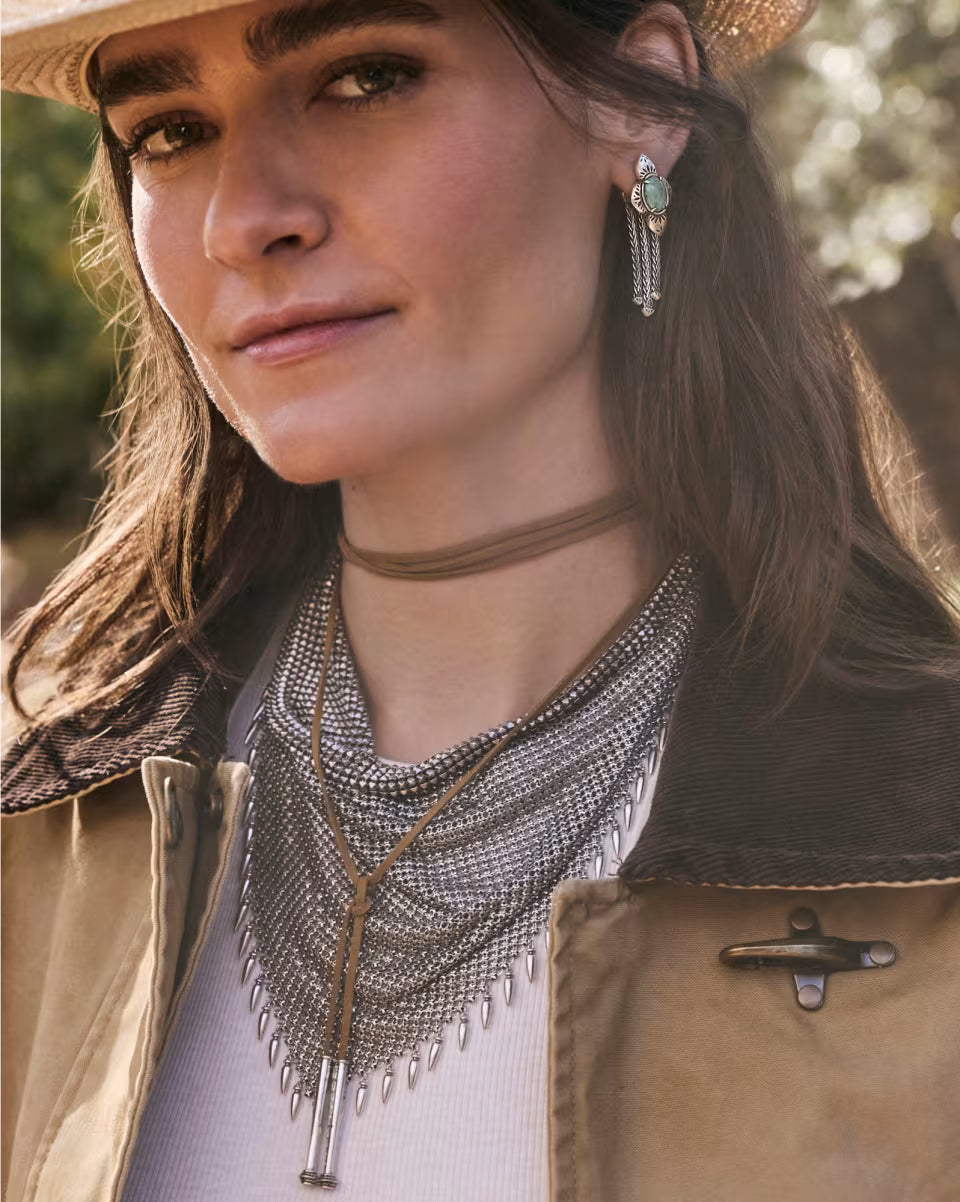 Keziah Vintage Silver Statement Bandana Necklace