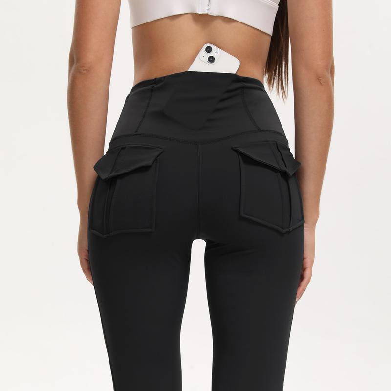 3PCS Women’s Flared Leggings with Pockets – Butt-Lifting Yoga & Workout Pants, Stretchy Activewear, Grey Streetwear Fitness Pants