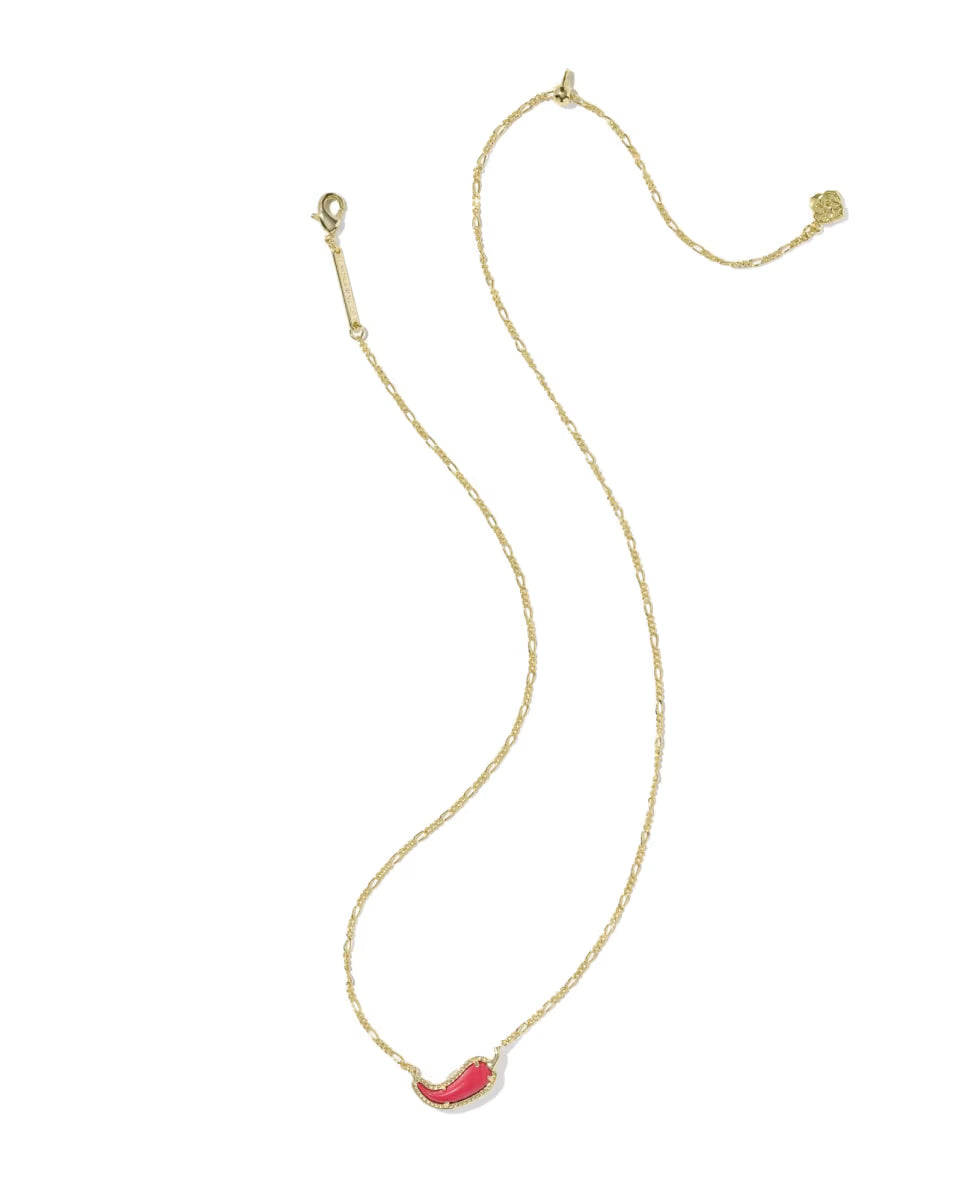 Chili Pepper Gold Short Pendant Necklace