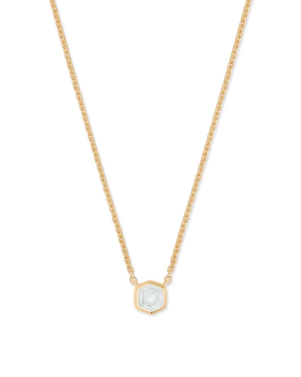 Davie 18k Gold Vermeil Pendant Necklace in White Lab Grown Opal