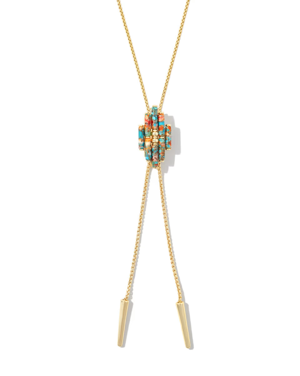 Ember Silver Bolo Necklace in Variegated Turquoise Magnesite
