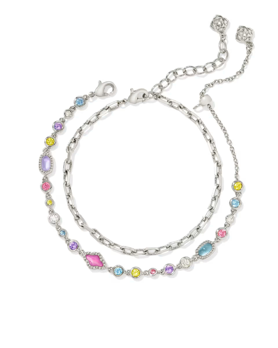 Mini Elisa and Abbie Silver Set of 2 Delicate Chain Bracelets