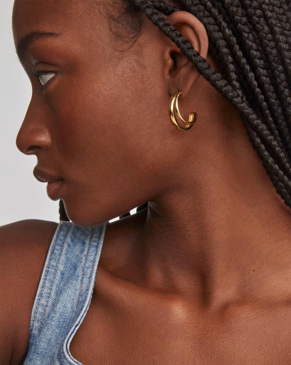 Meg Double Hoop Earrings in 18k Gold Vermeil