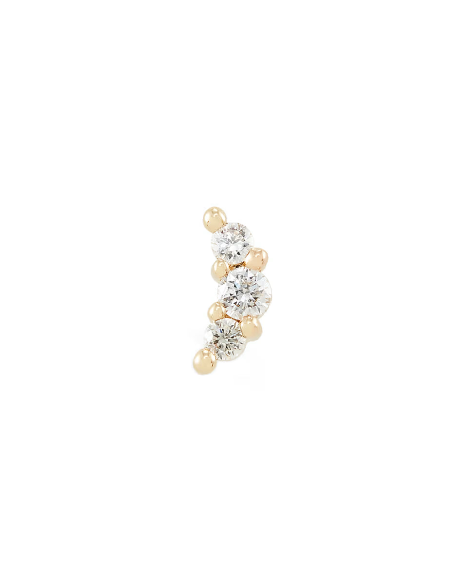 Orion Mini 14k Yellow Gold Single Stud Earring in White Diamond