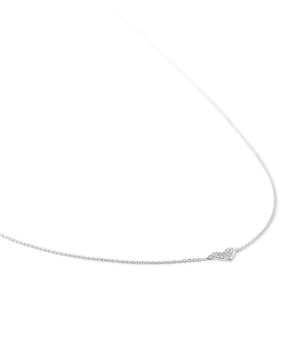 Heart 14k Yellow Gold Pendant Necklace in White Diamonds