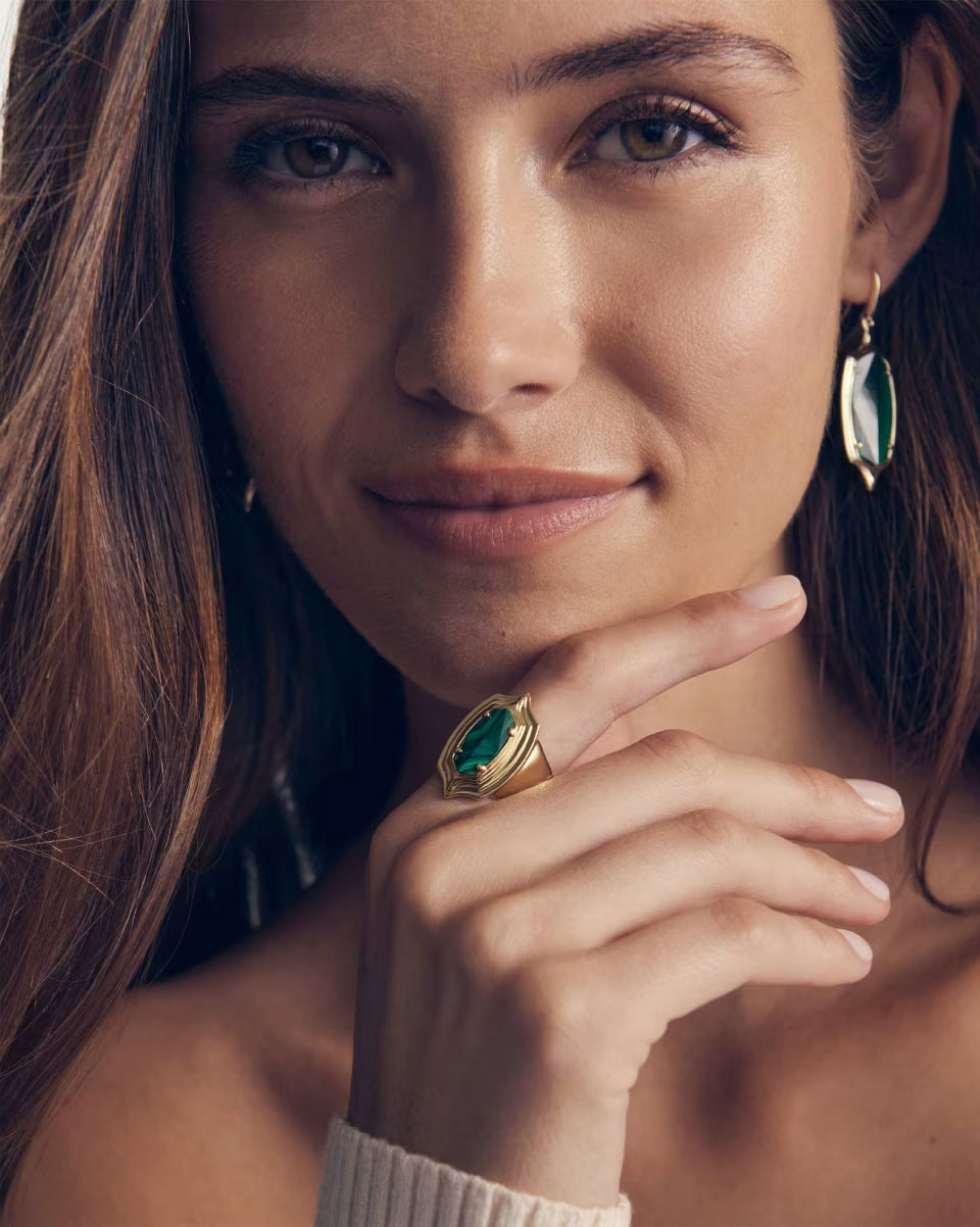 Elyse Stepped Frame Gold Cocktail Ring