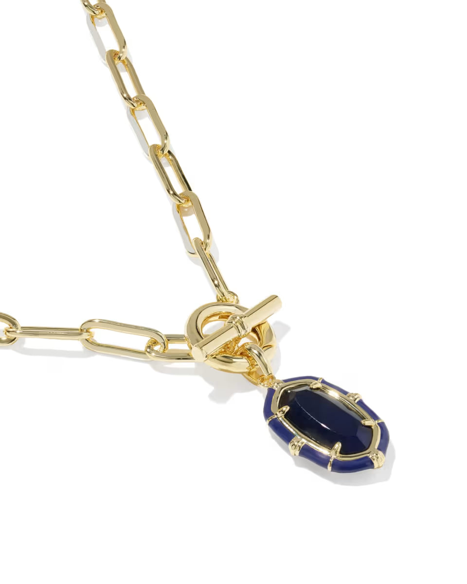 Elisa Gold Enamel Link and Chain Necklace