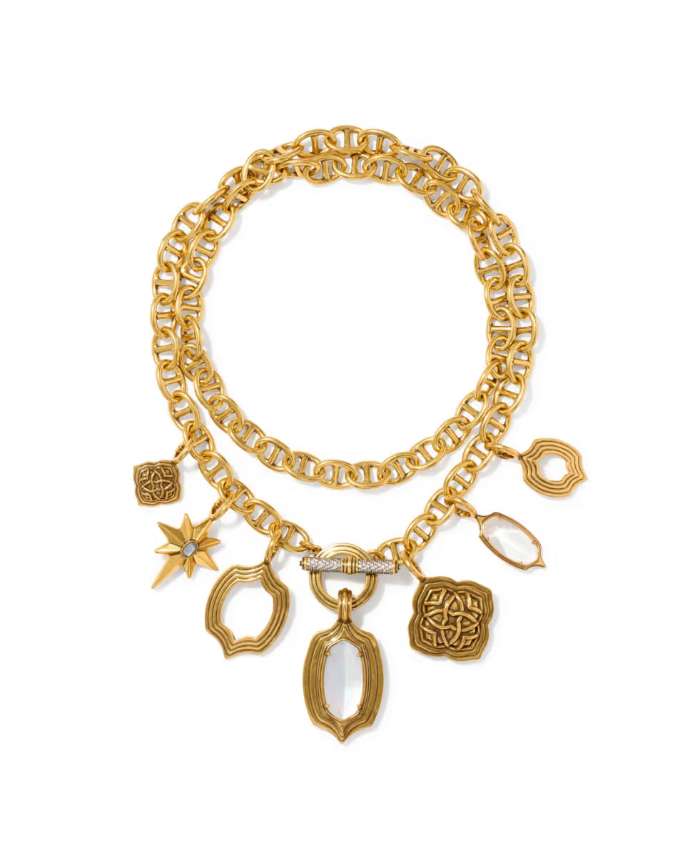 Lilly Vintage Gold Statement Charm Necklace