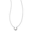 Noble 14k White Gold Horseshoe Short Pendant Necklace in Turquoise
