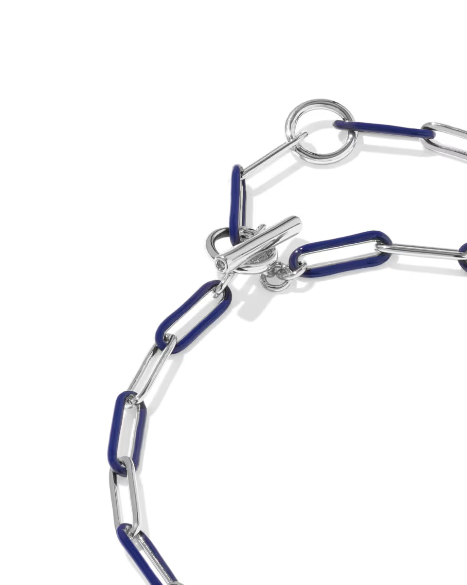 Courtney Silver Enamel Link and Chain Bracelet