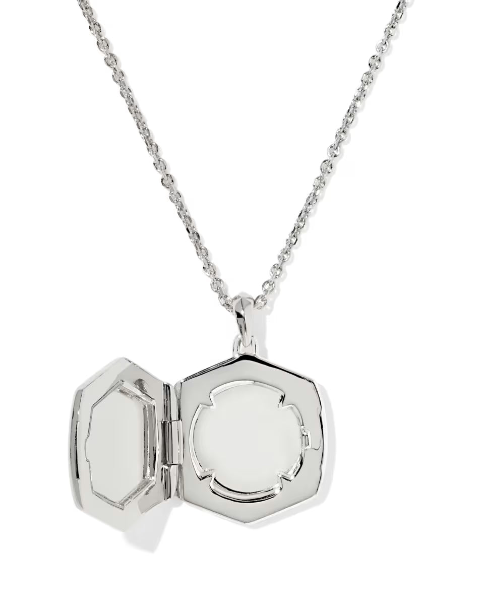Large Metal Davie Sterling Silver Locket Necklace