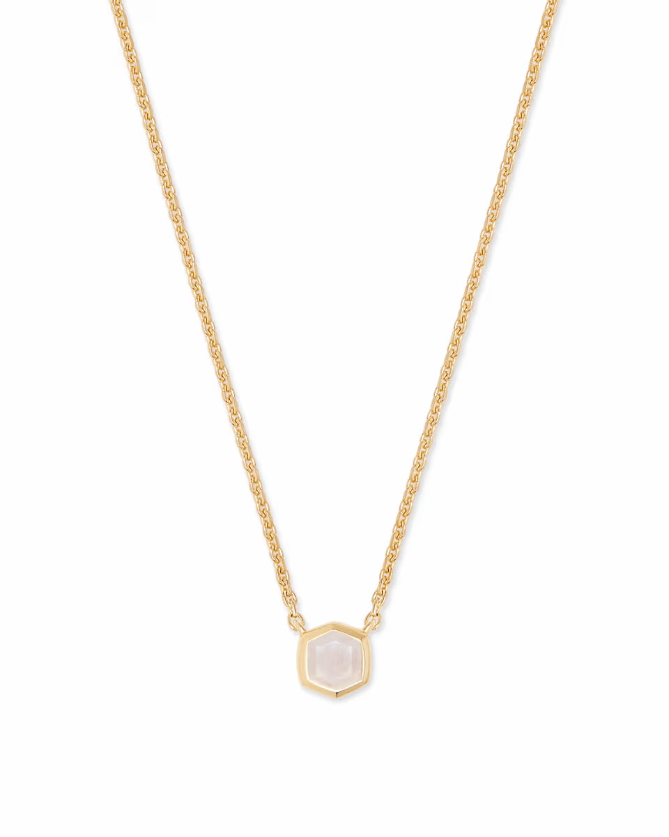 Davie 18k Gold Vermeil Pendant Necklace in White Lab Grown Opal