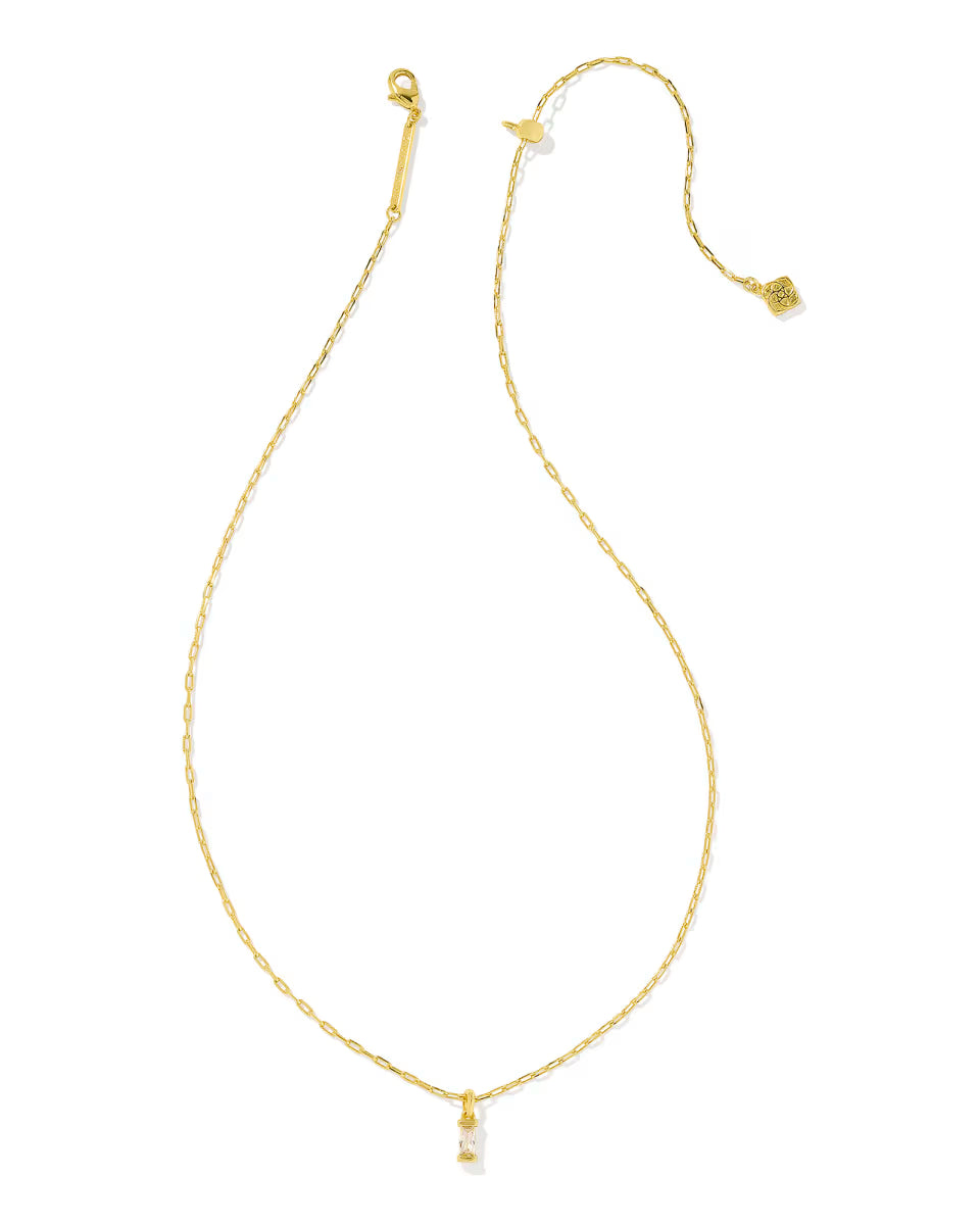 Phoebe Gold Short Pendant Necklace in White CZ