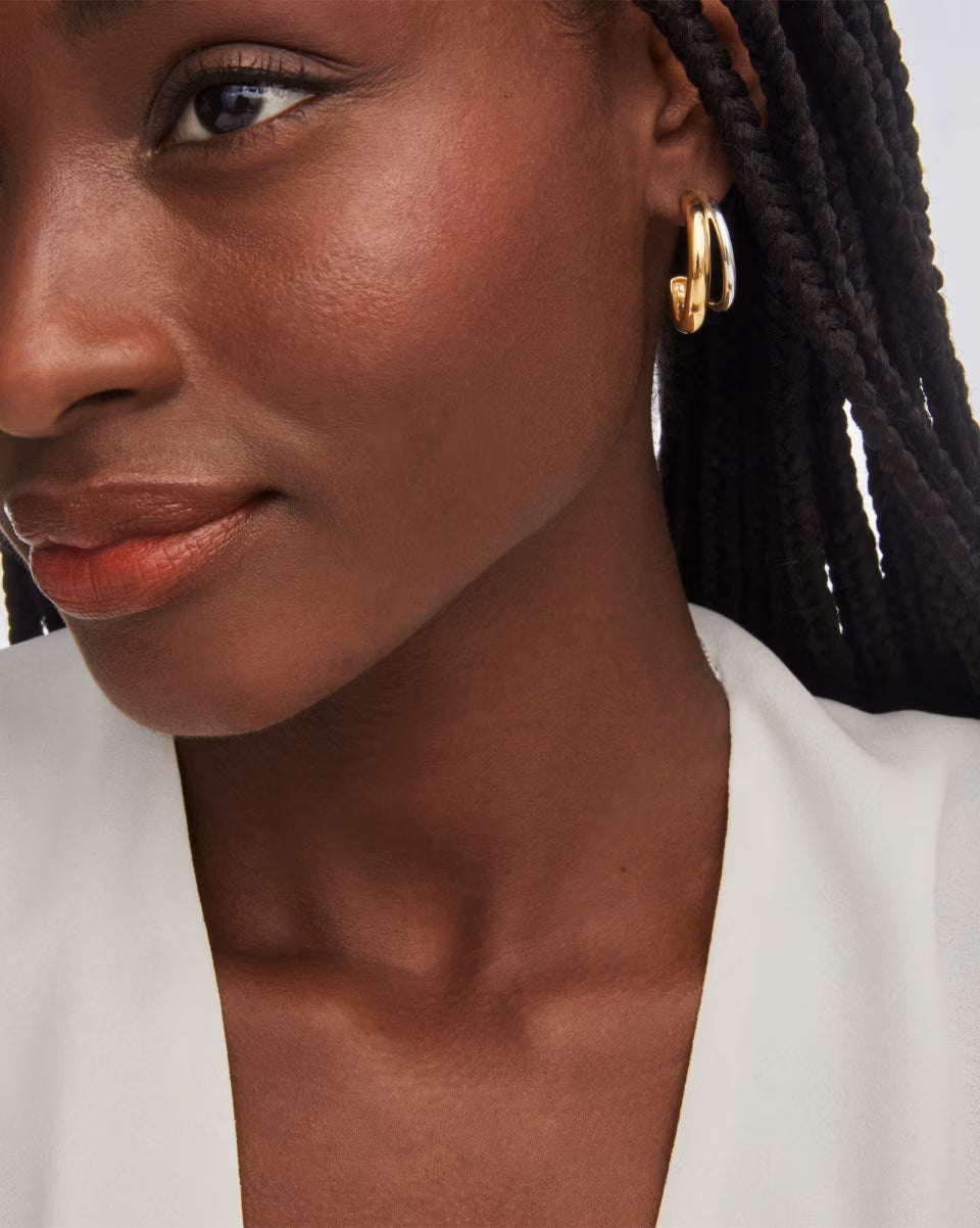 Meg Double Hoop Earrings in 18k Gold Vermeil