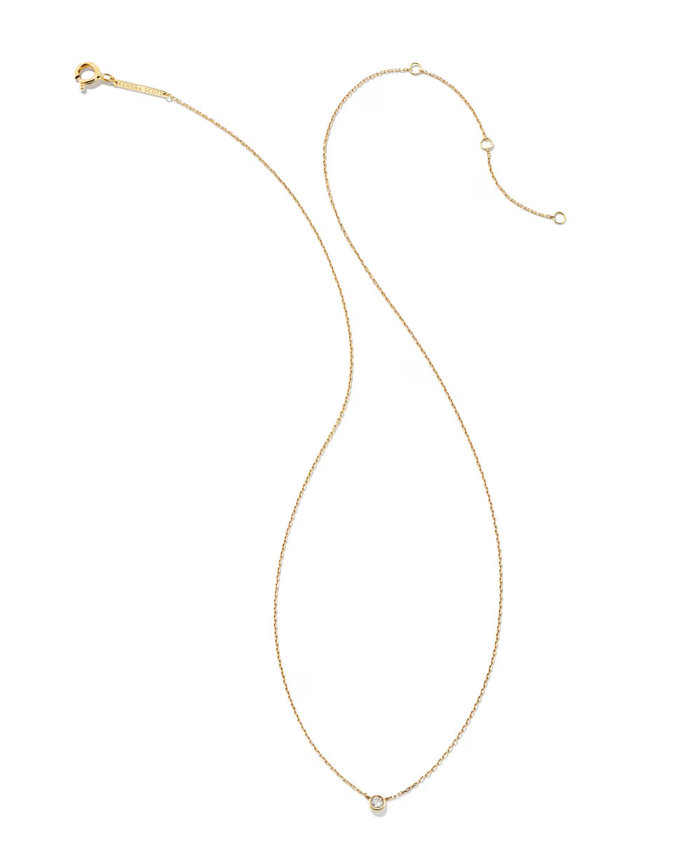 Audrey 14k Yellow Gold Pendant Necklace in White Diamond, 0.07ct