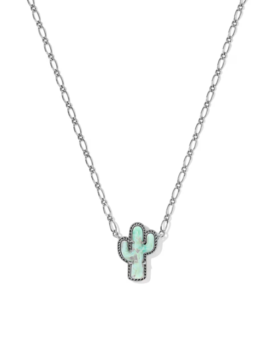 Tiny Cactus Vintage Gold Short Pendant Necklace