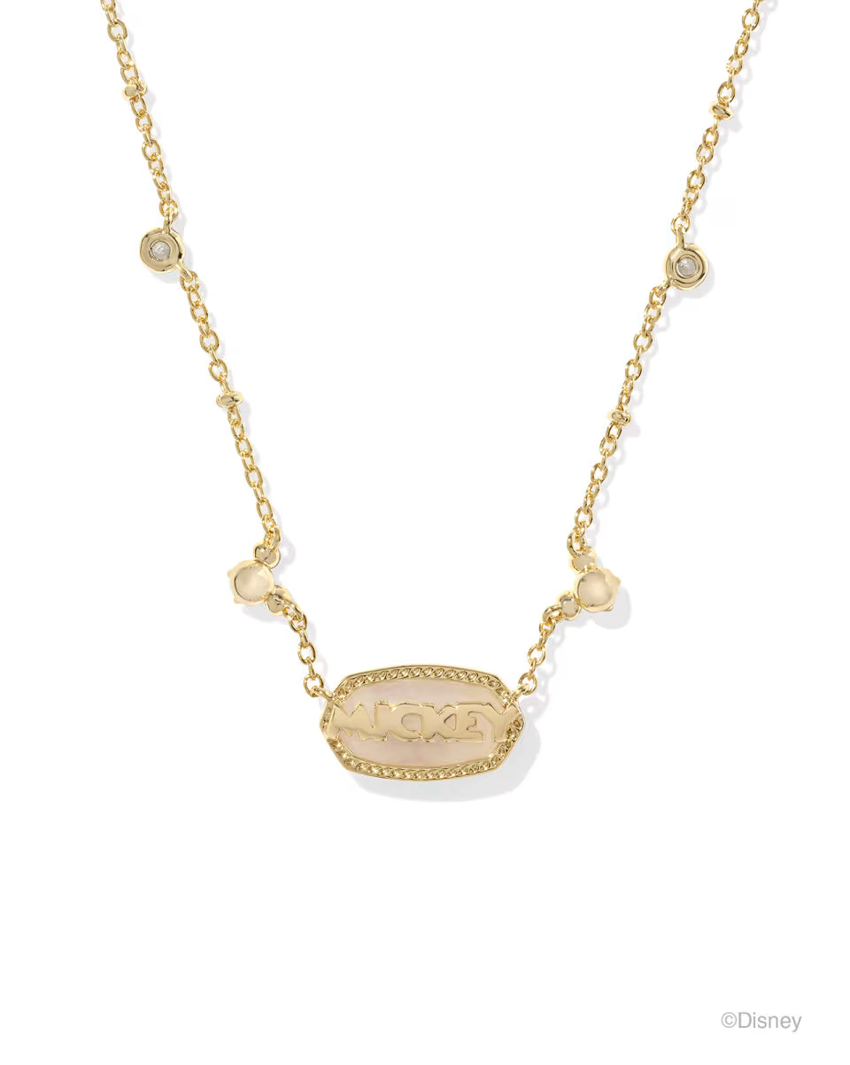 Disney | Kendra Scott Gold Mickey Mouse Elisa Short Pendant Necklace in Iridescent Drusy