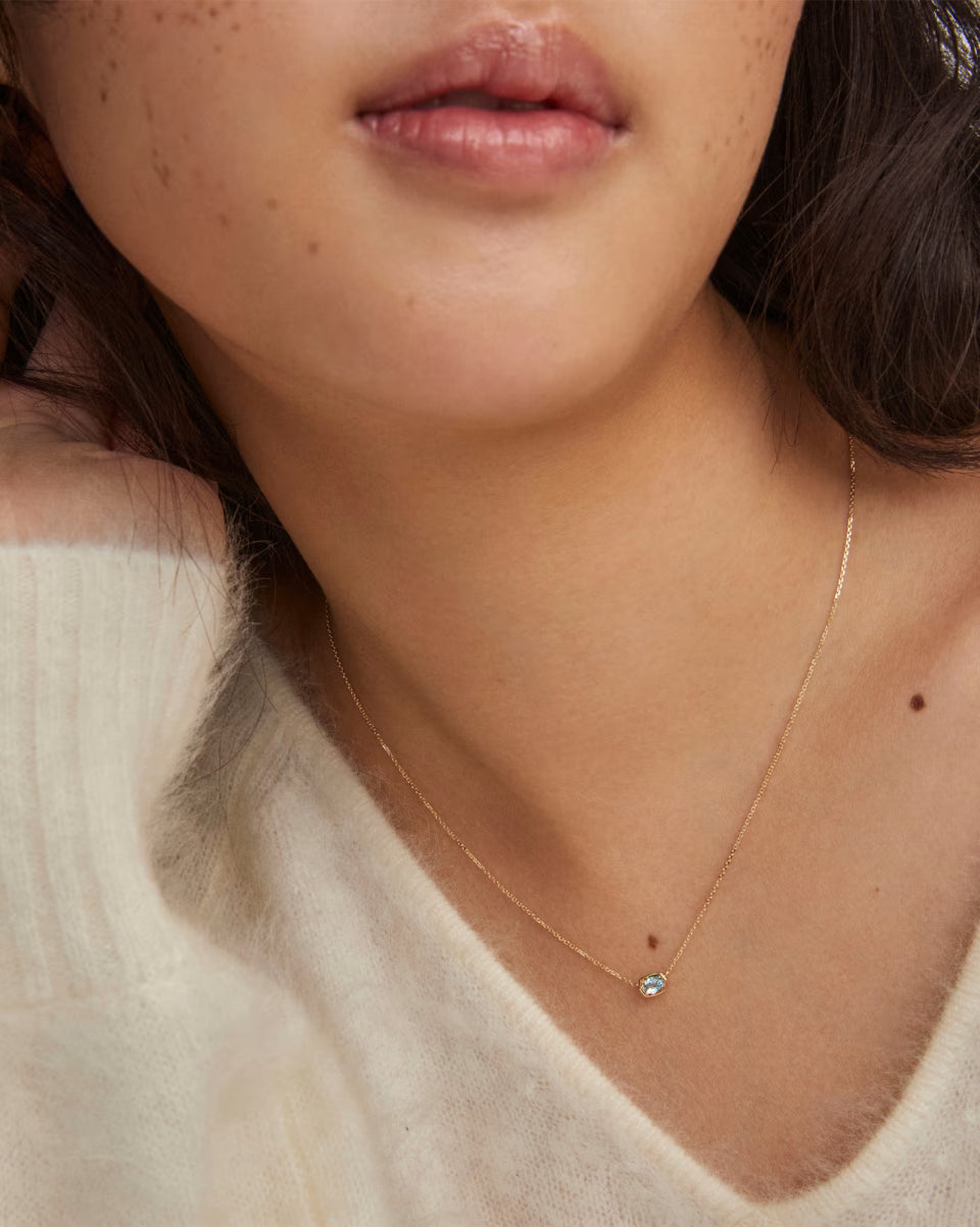 0.11 ct Marisa 14k Yellow Gold April Oval Solitaire Pendant Necklace