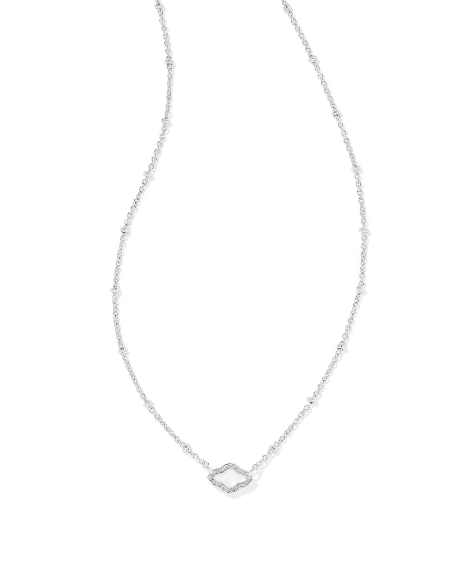 Mini Abbie Gold Satellite Short Pendant Necklace in Ivory Mother-of-Pearl
