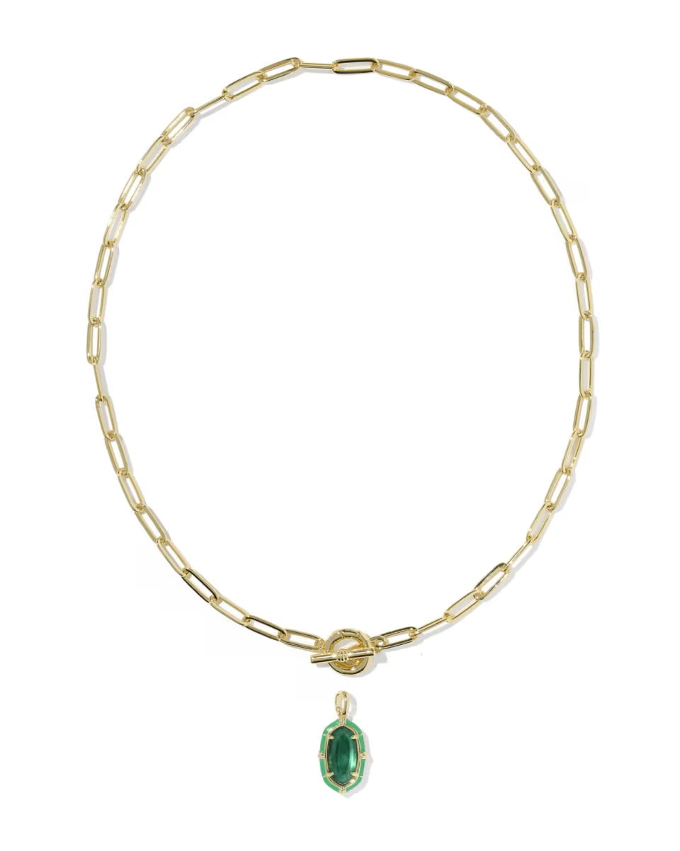 Elisa Gold Enamel Link and Chain Necklace