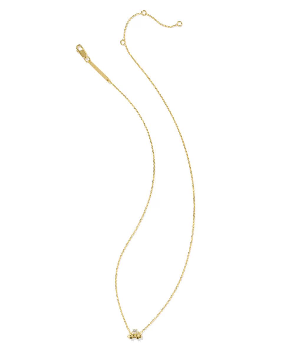 Tiny Taxi 18k Gold Vermeil Pendant Necklace in Black Spinel and White Topaz
