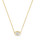 1 ct Lab Grown White Diamond Custom Elisa Pendant Necklace in 14k Yellow Gold
