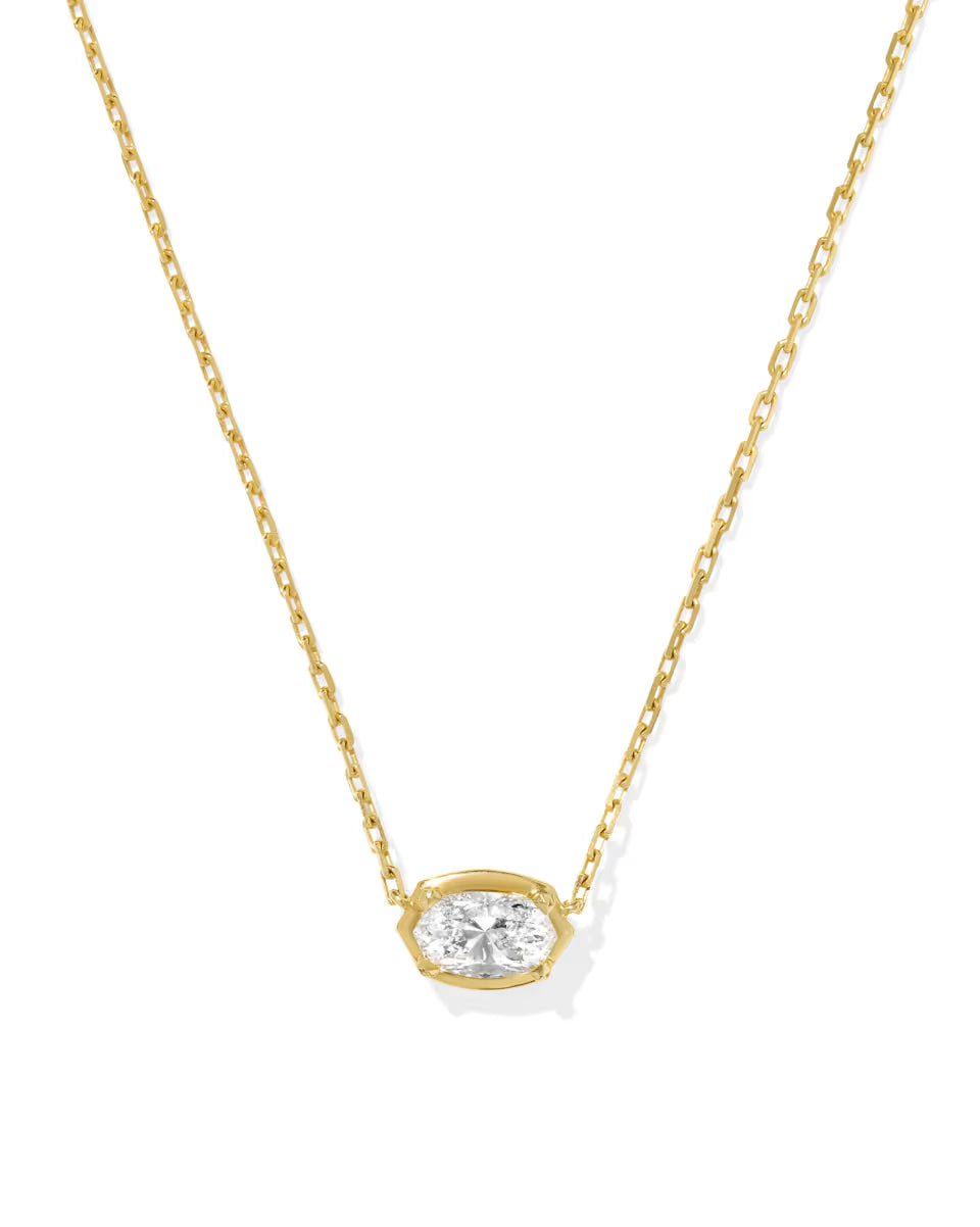 1 ct Lab Grown White Diamond Custom Elisa Pendant Necklace in 14k Yellow Gold