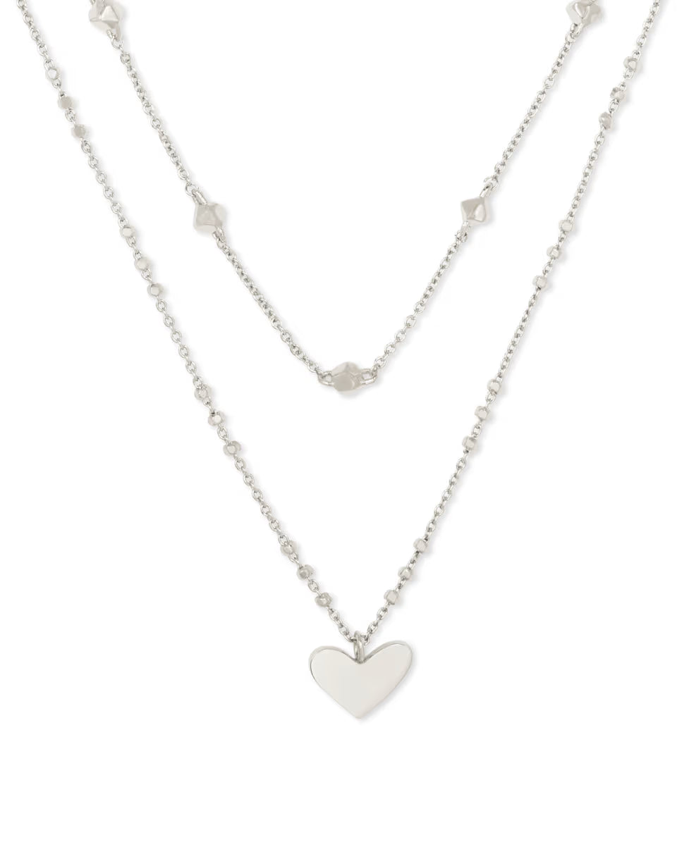 Ari Heart Multi Strand Necklace in Rose Gold