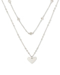Ari Heart Multi Strand Necklace in Rose Gold