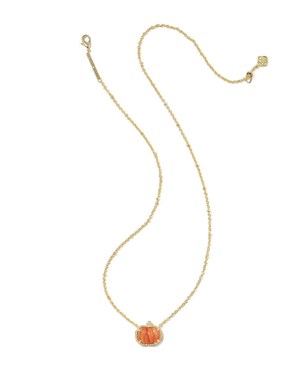 Pumpkin Silver Short Pendant Necklace