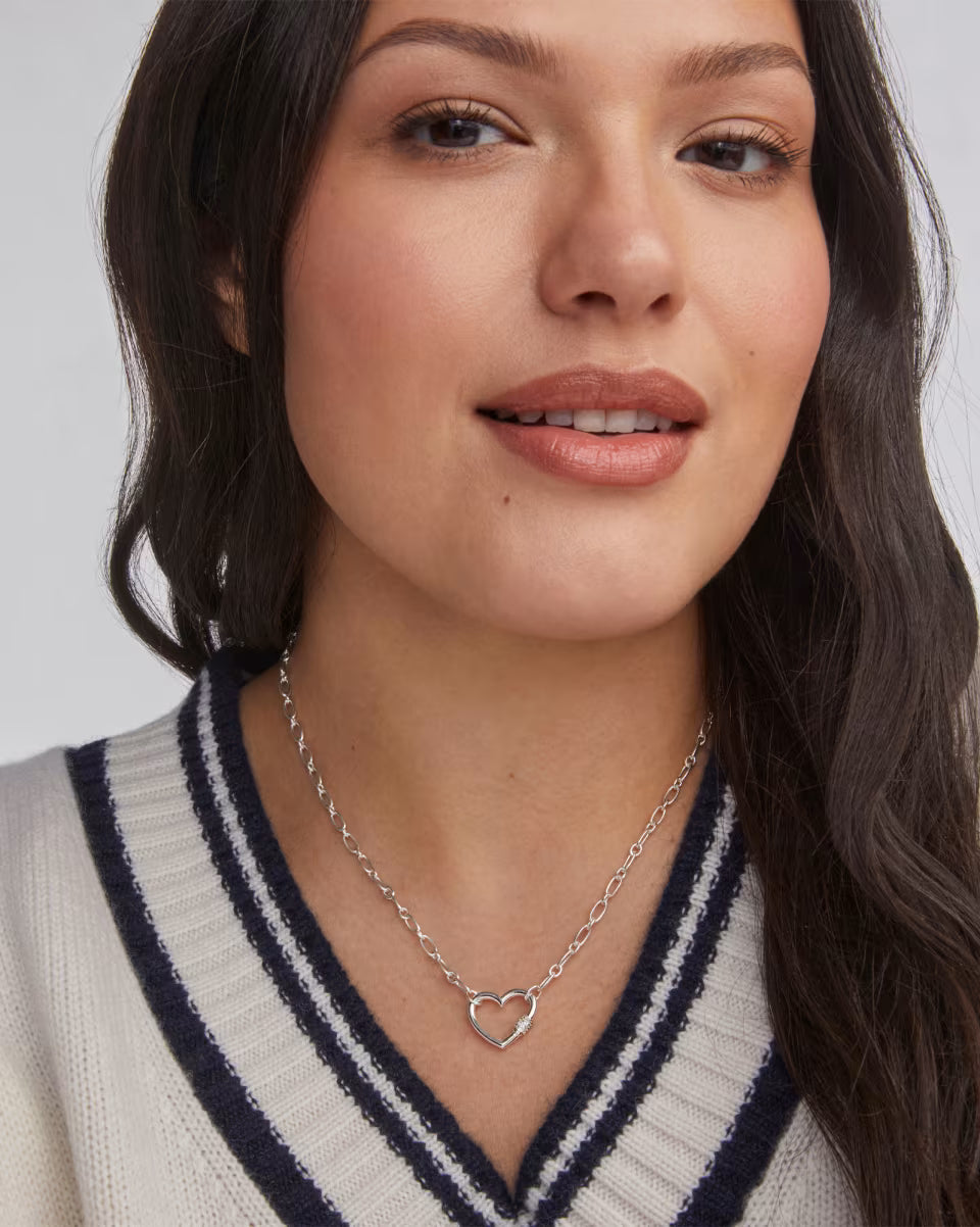 Bristol 18k Gold Vermeil Heart Pendant Necklace in White Topaz