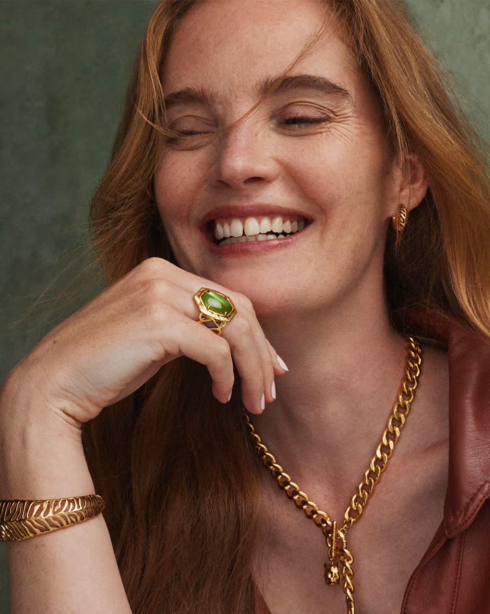 Tiger Striped Daphne Gold Cocktail Ring