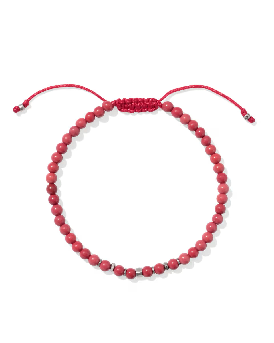 Otto Oxidized Sterling Silver Beaded Bracelet in Maroon Jade