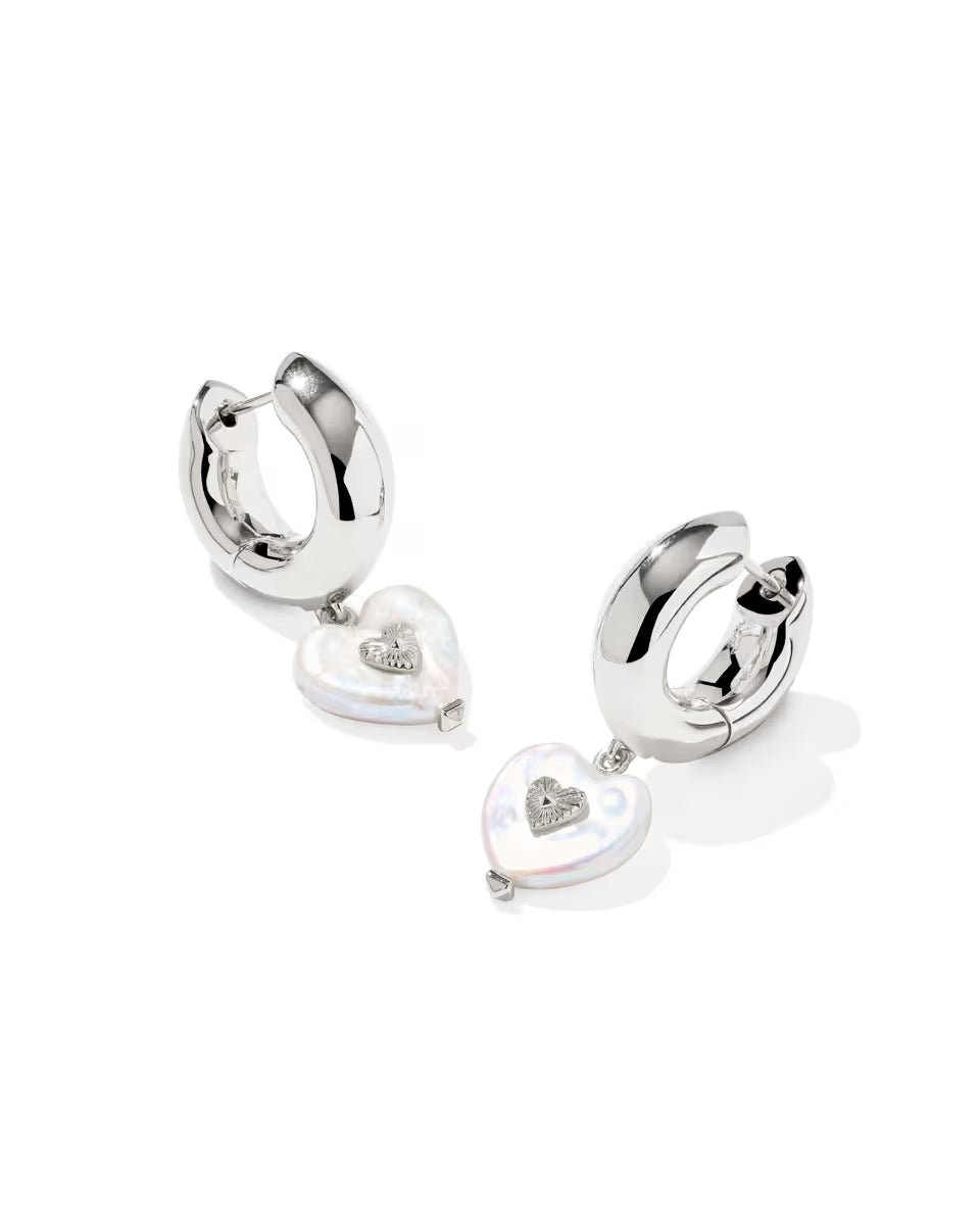 Sasha Heart Silver Huggie Earrings