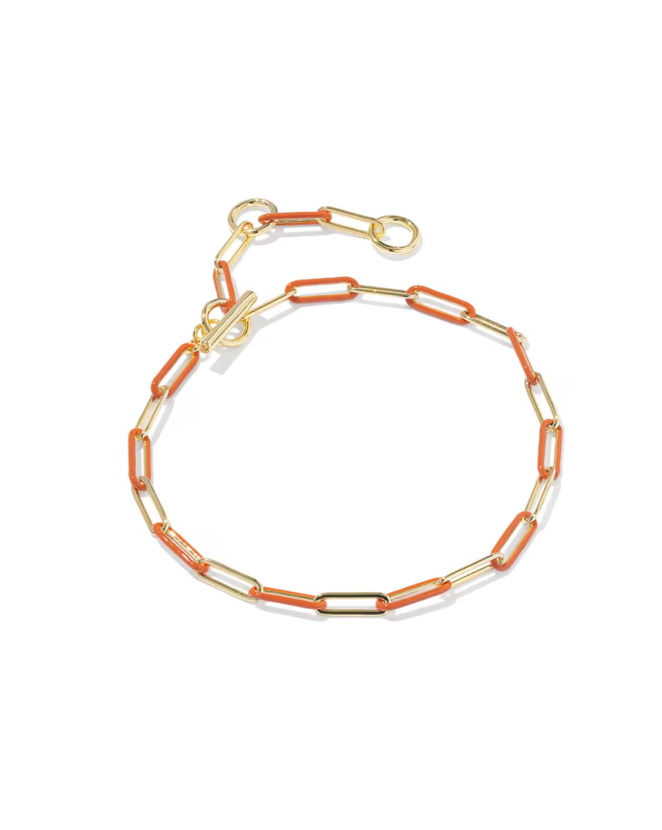 Courtney Gold Enamel Link and Chain Bracelet