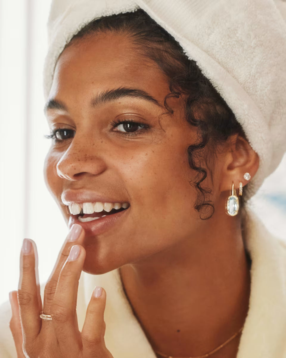 Virginia 18k Gold Vermeil Huggie Earrings in White Topaz