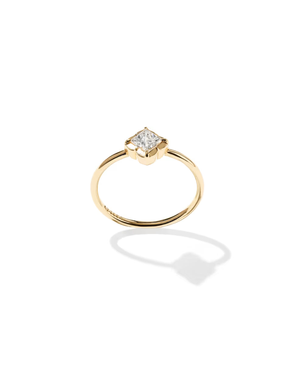 0.45 ct Lab Grown White Diamond Dira Princess 14k Yellow Gold Band Ring