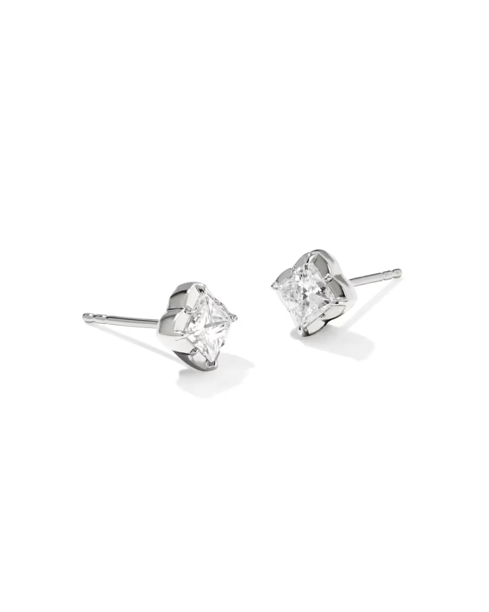 0.45 ct Lab Grown White Diamond Dira Princess 14k White Gold Stud Earrings