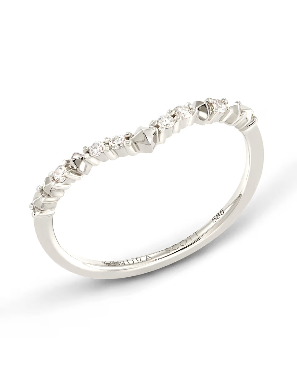 Jaclyn 14k White Gold Band Ring in White Diamond