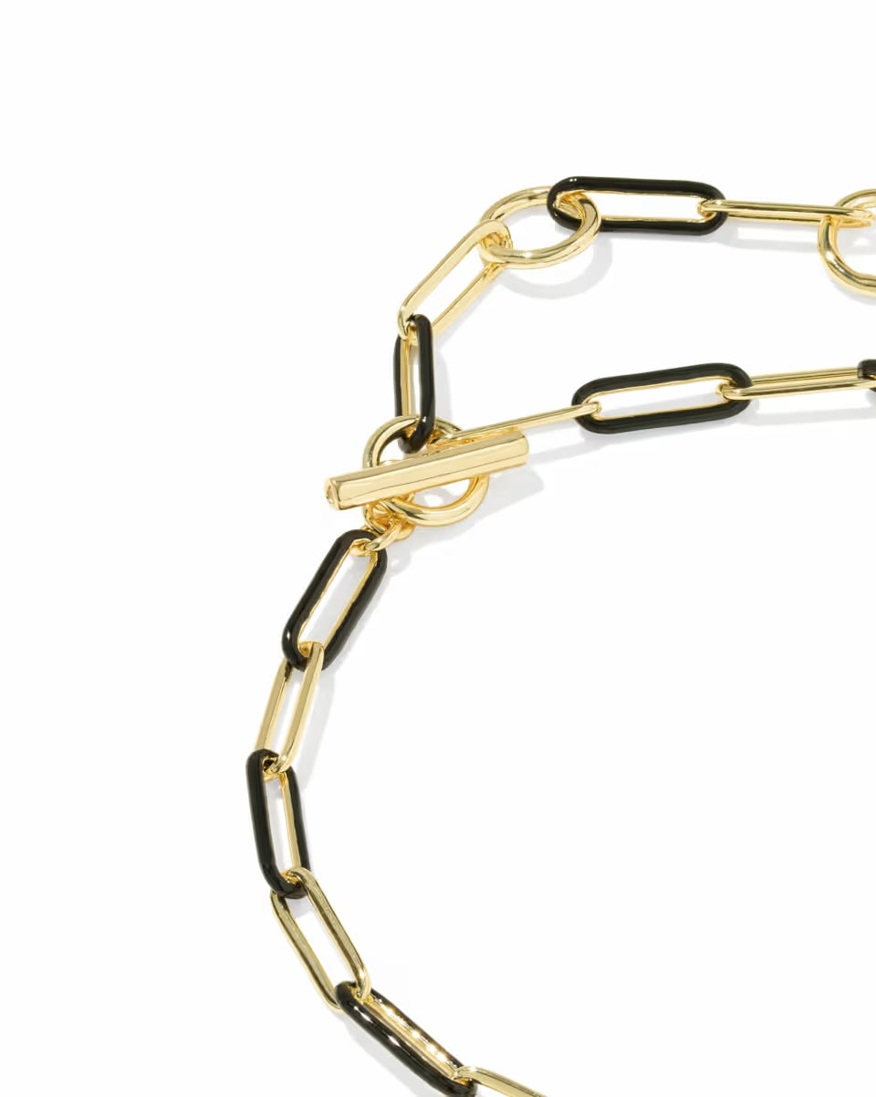 Courtney Gold Enamel Link and Chain Bracelet