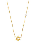 Tiny Star of David 14k White Gold Pendant Necklace in White Diamond
