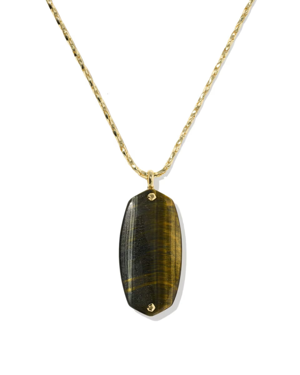 Danielle Riveted Gold Long Pendant Necklace
