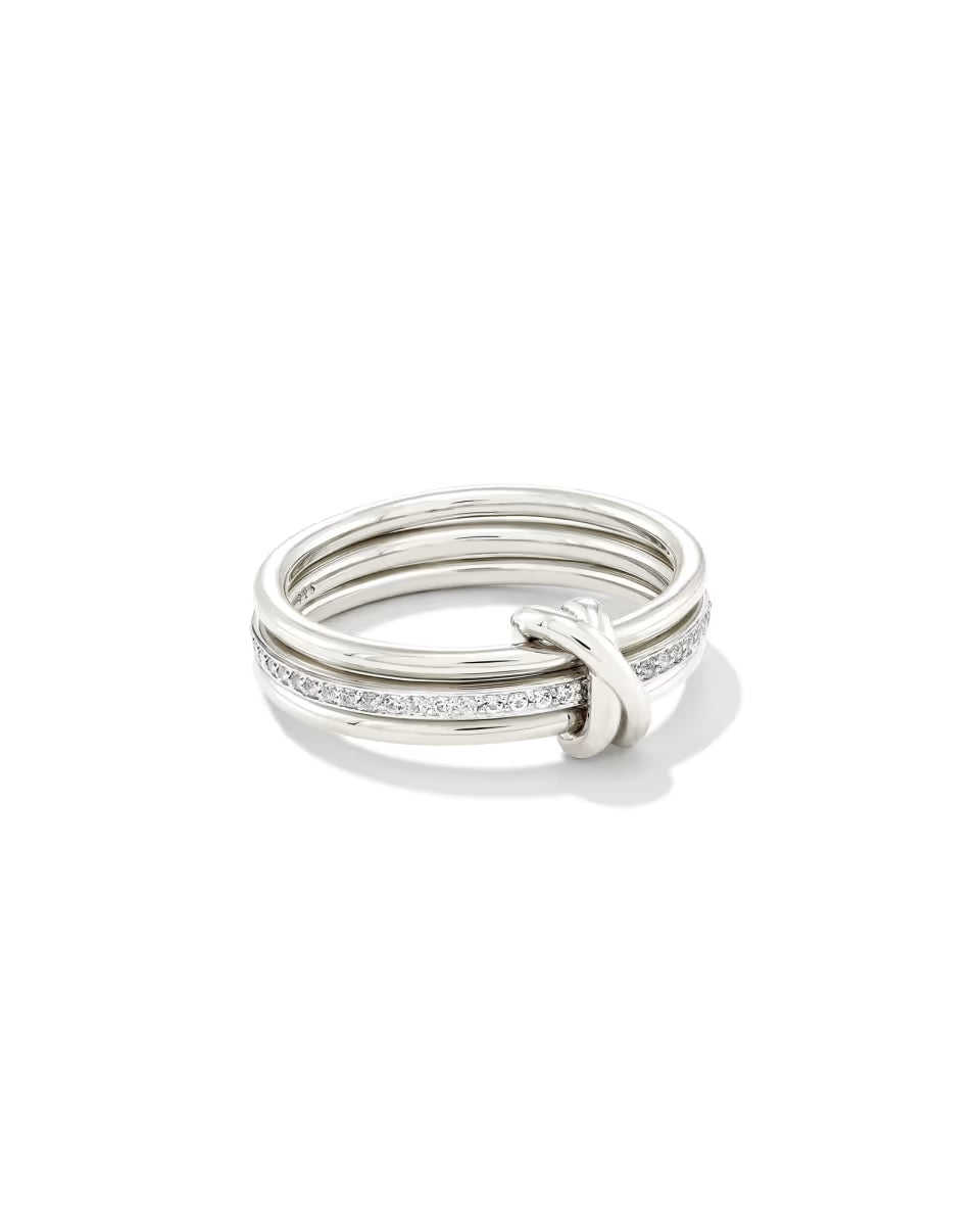 Tia 18k Gold Vermeil Band Ring in White Sapphire