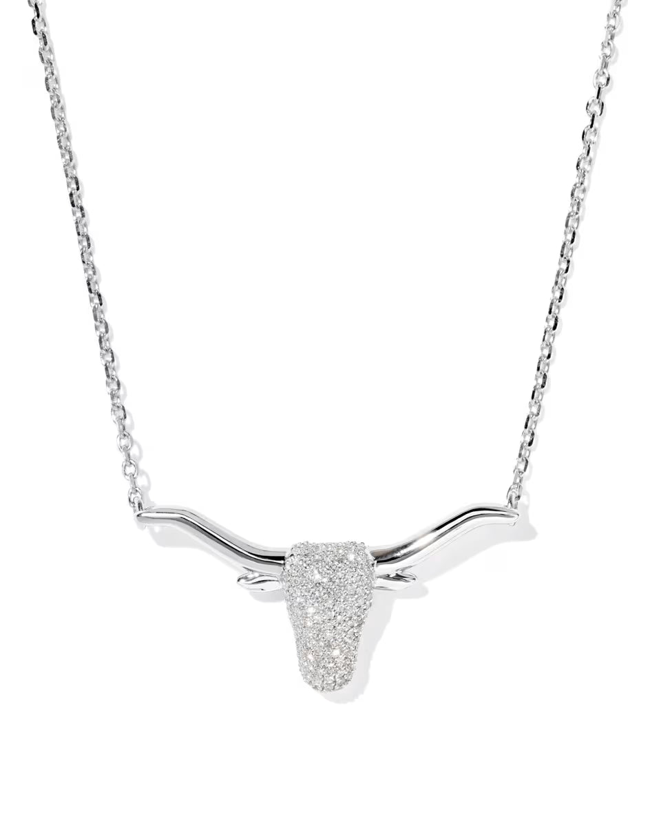 0.29 ct Longhorn Pendant Necklace in Pave Diamond and 14k Yellow Gold